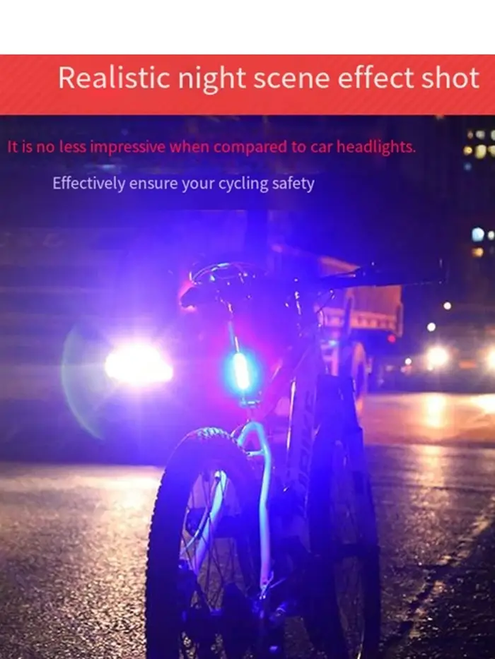 Feu arrière de vélo - Feu de vélo 5 modes rouge/bleu