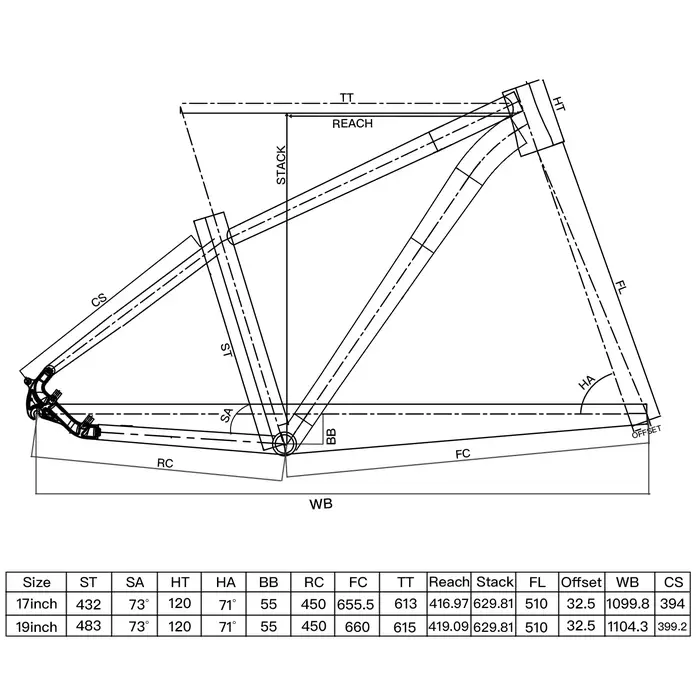IREFOX vtt XC/Trai cadre 29er pour frein à disque 44x55mm Tube de tête conique vélo 10x135mm