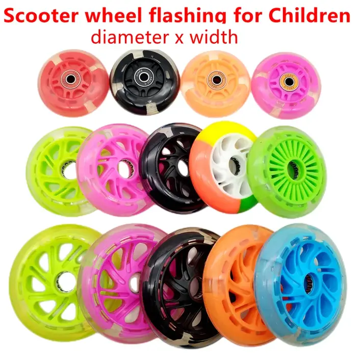 Roue de scooter pour enfants en polyuréthane avec éclairage clignotant 80mm 100mm 120mm et roulements pour roller et skate coloré