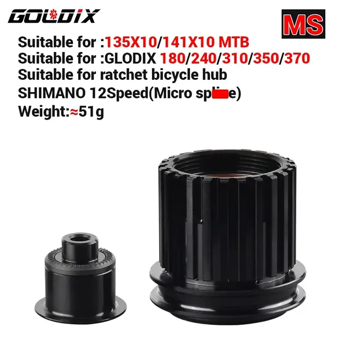 Adaptateur de moyeu de vélo GOLDIX avec embout QR/THRU corps