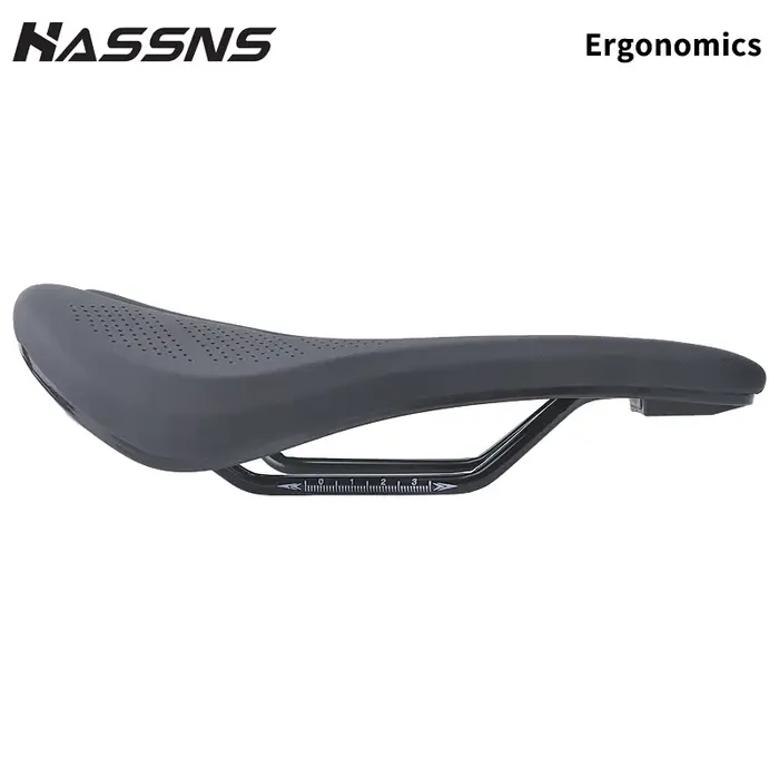 Selle de vélo VTT HASSNS HA2035 en cuir blanc confortable avec design ergonomique creuse pour cyclisme de montagne et confort durable