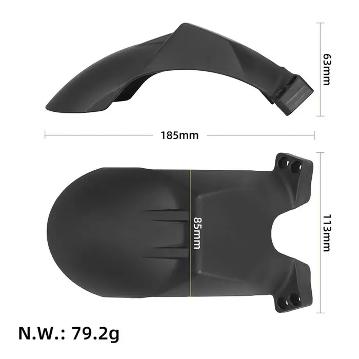 Garde-boue avant et arrière pour scooter électrique Kukirin G2 Pro DB en plastique résistant à l'usure avec protection contre la boue et le sable