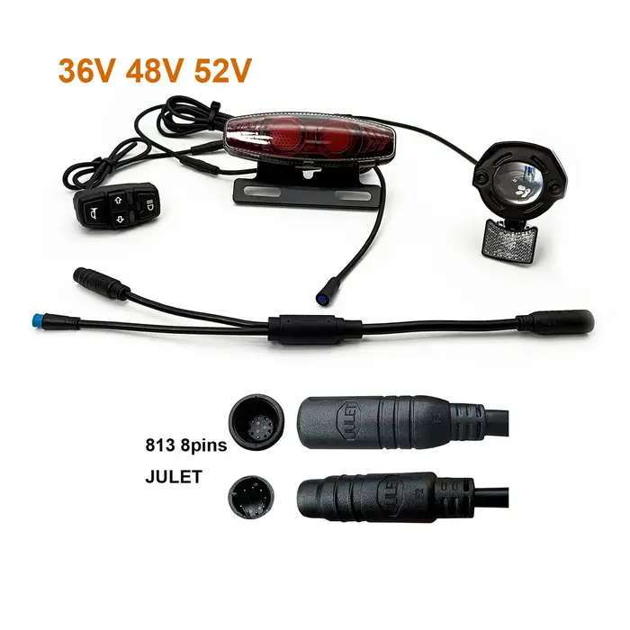 LinHi vélo électrique modifié vélo lumière kit étanche universel 24V 36V 48V 60V BAFANG KUNTENG JULET feux de freinage de direction