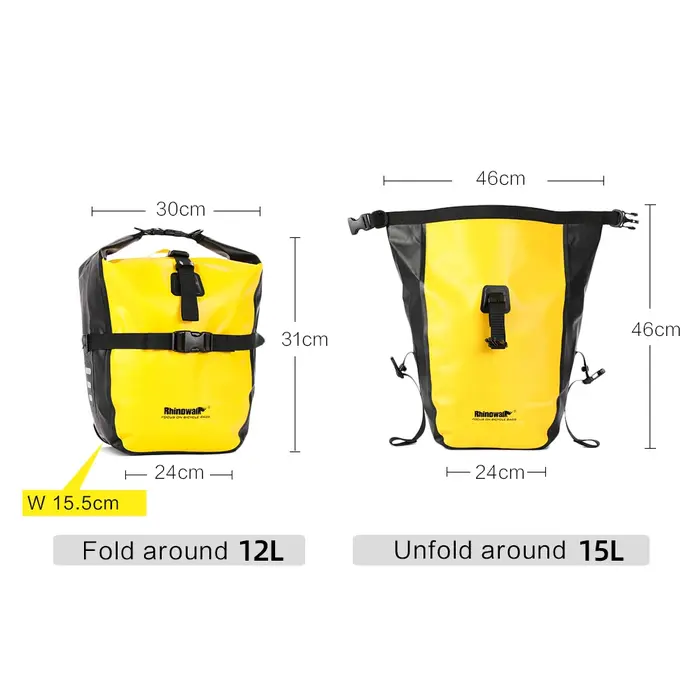 Rhinowalk 7L-15L vélo sacoche 100% étanche avant support sac arrière vélo porte-bagages cyclisme Bag