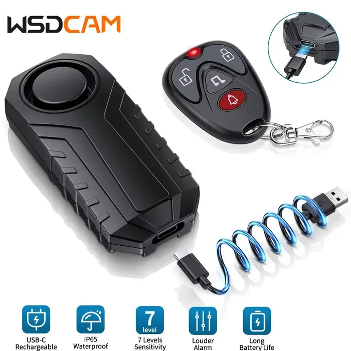 Alarme antivol pour vélo Wsdcam, alarme pour moto, alarme étanche 113 dB avec télécommande