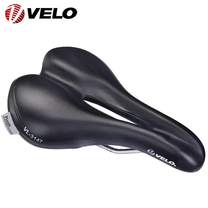 Selle de vélo VELO Original VL-3147 en cuir PU confortable avec rail en acier, pour VTT et vélo de route, coussin de siège unisexe, pièces de cyclisme