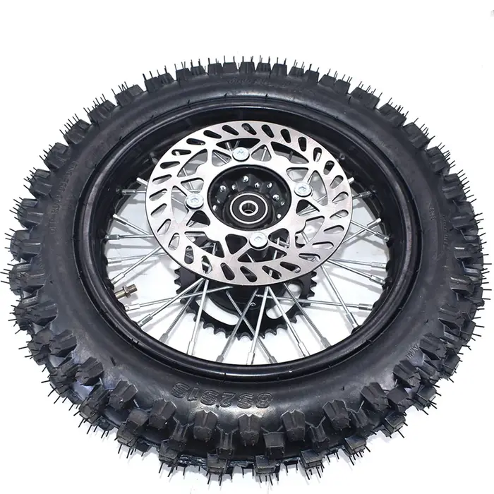 Roue arrière 1.85-12 pouces avec pneu 80/100-12 pignon de plaque de disque de frein 190MM # 428 pour moto CRF KLX Kayo BSE Dirt Pit Bike