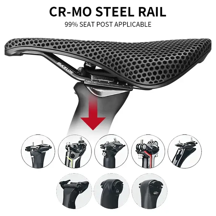 Selle de vélo de route imprimée en 3D respirante en nylon et PVC pour triathlon et vtt confort haute performance