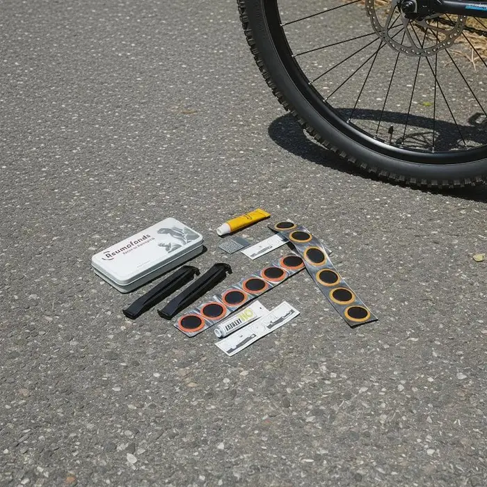Kit de réparation de pneus de vélo avec patchs en caoutchouc