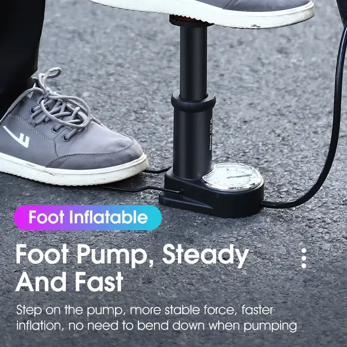 Pompe à pied West Biking haute pression 140 PSI avec manomètre numérique noir pour vélo moto scooter électrique et ballons de sport