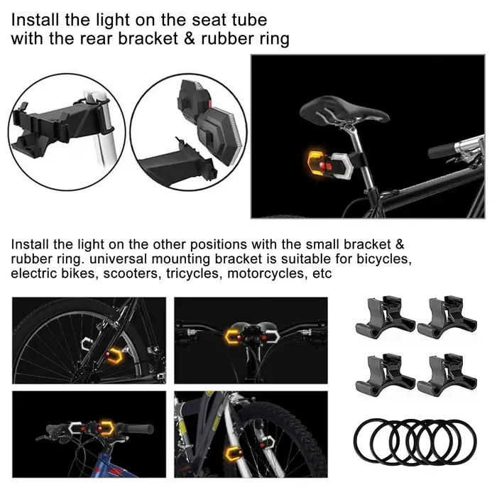 Clignotant de vélo + klaxon de cloche électronique de vélo pour LED