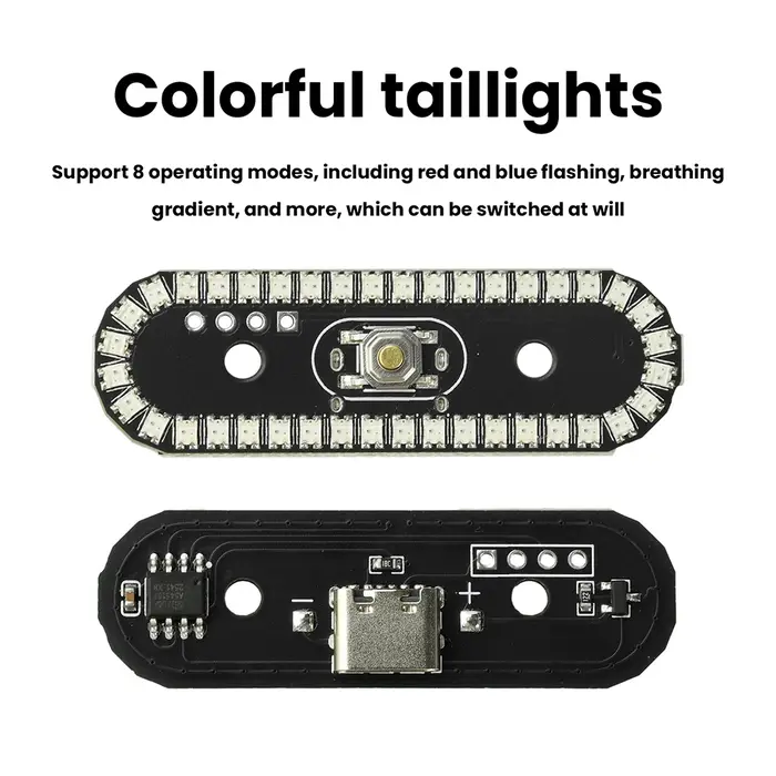 Feu arrière LED sans fil à 8 modes, multicolore, avec effet de défilement, clignotant, dégradé, respirant et rotatif, pour véhicules RC, avions et drones