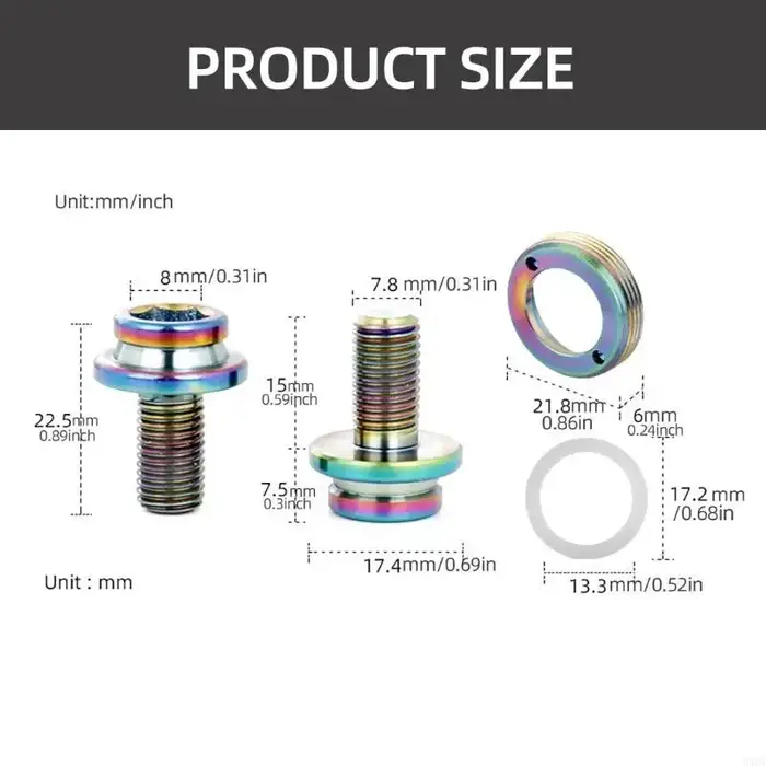 Boulons manivelle vélo 8x15mm, vis support inférieur, boulons manivelle à trou carré