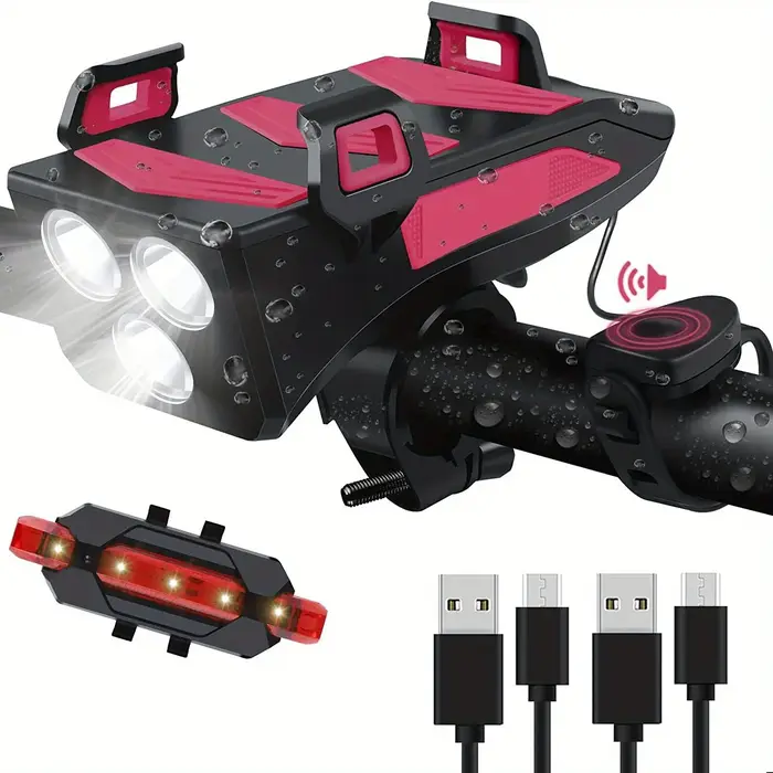 Lampe de vélo, phare rechargeable USB à 3 LED