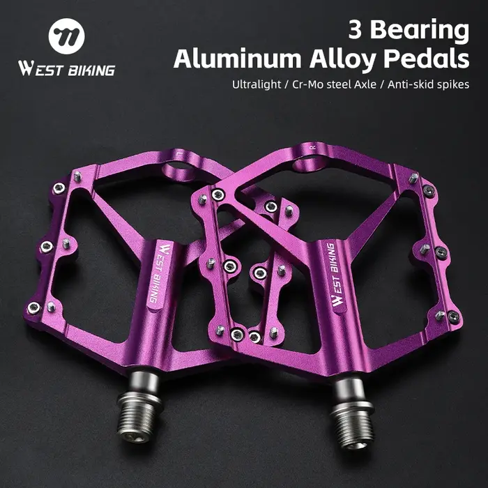 WEST BIKING – pédales de vélo vtt, 3 roulements, pédales plates ultralégères en alliage d'aluminium, pédales antidérapantes larges, pièces de vélo de montagne