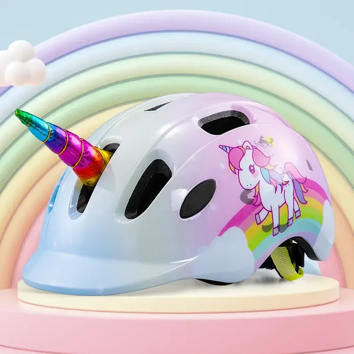Casque de vélo pour enfants léger ventilé mignon licorne fille Sports de plein air Skateboard équilibre cyclisme