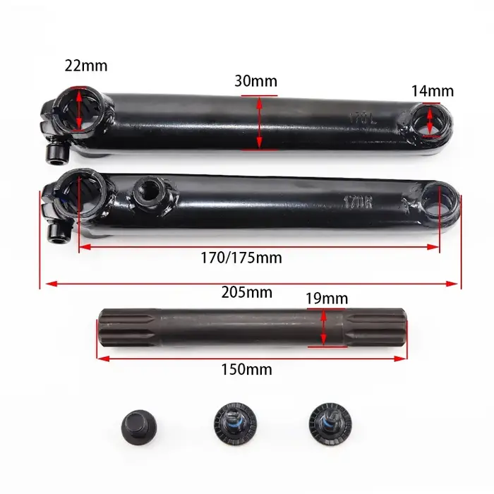 Pédalier BMX 8T * 19mm * 170/175mm pédalier de vélo BMX manivelle CRMO 8 éclats 3 pièces vélos frees