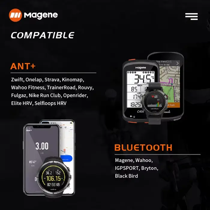 Magene Mover H64 capteur de fréquence cardiaque double Mode ANT Bluetooth avec sangle pectorale ordi