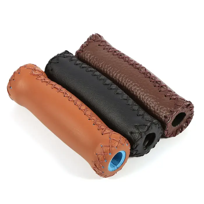 Poignées de guidon en cuir pour vélo de montagne, 12.5cm, 1 paire