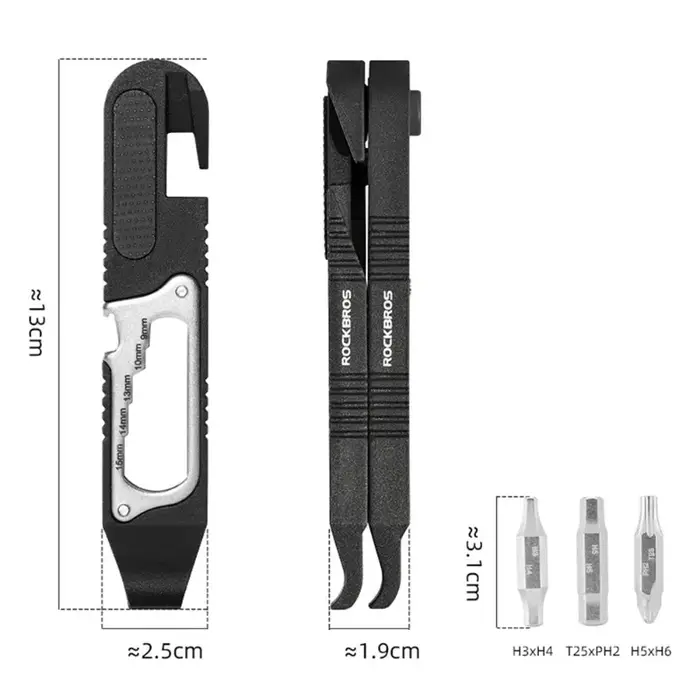 Leviers de pneu de vélo ROCKBROS, outil multifonctionnel portable pour vélo avec mini clé à cliquet,