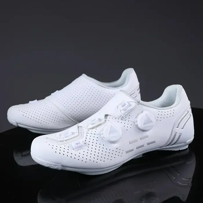 Chaussures de cyclisme sur route et montagne pour homme et femme en nylon beige avec semelle EVA et crampons antidérapants