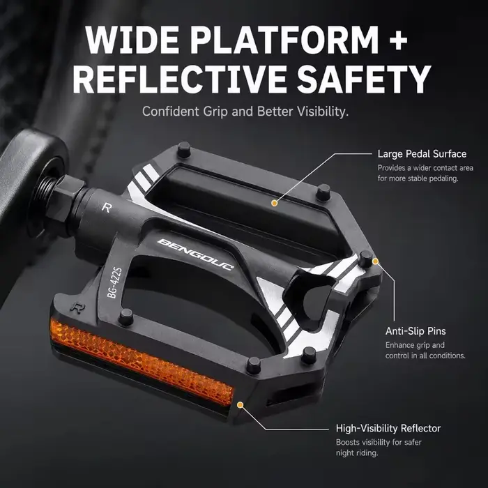 Pédales plates de vélo antidérapantes avec double roulement étanche pour VTT et route haute performance en robuste pour terrain accidenté