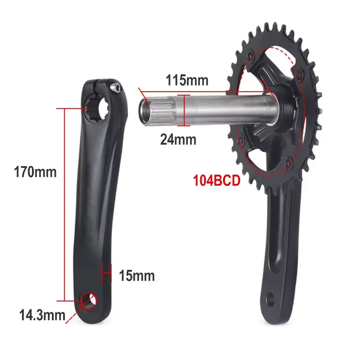BOLANY Pédalier Intégré pour Vélo Plateau 104BCD Pédalier pour VTT Alliage d'Aluminium BB68 170mm 32
