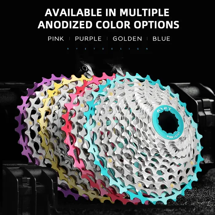 Cassette RYET Ultralégère 230g 11-34T 12S CNC Alu/Acier HG pour Vélo de Route et Gravel Shimano K7