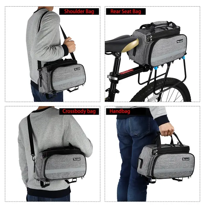 WEST BIKING – sac de rangement arrière pour vélo, grande capacité 15-20l, pour vtt, vélo de route, bagages de voyage, sacs de rangement, sacoches de coffre, sac à main à bandoulière