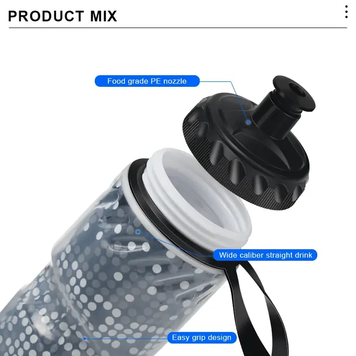 Bouteille d'eau isotherme double paroi pour vélo