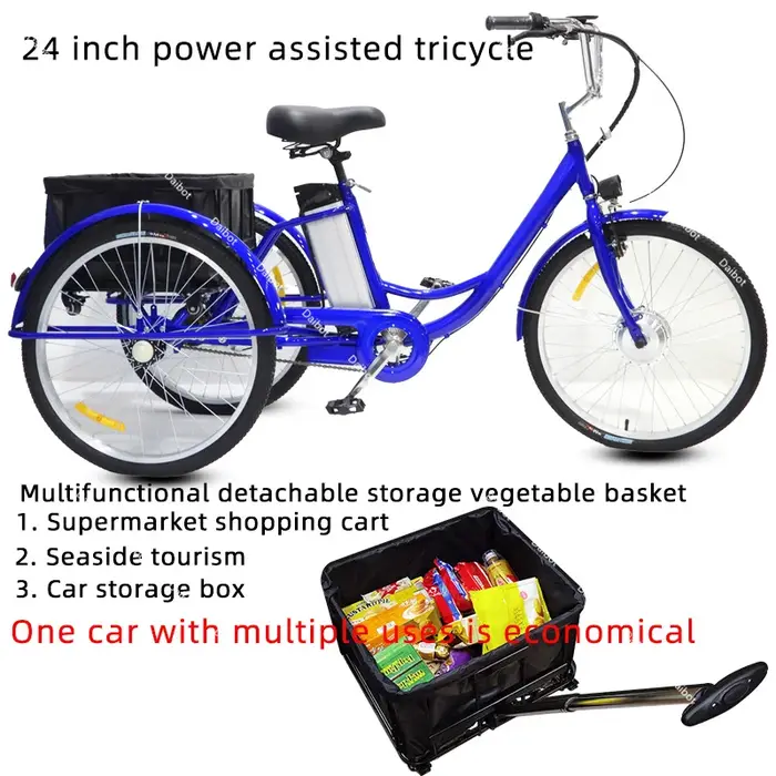 Vélo électrique Cargo à trois roues pour adultes âgés e vélos 350W Tricycle