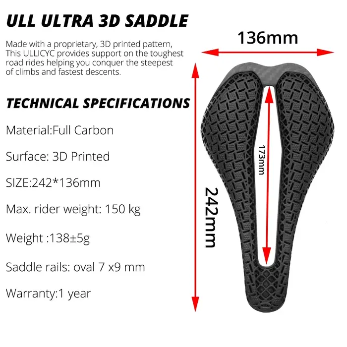 ULLICYC selle de vélo imprimée en 3D