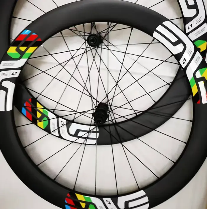 Roues de vélo en carbone pour gravier avec autocollants, jeu de roues céramiques 60T, 50/55/60mm, lé