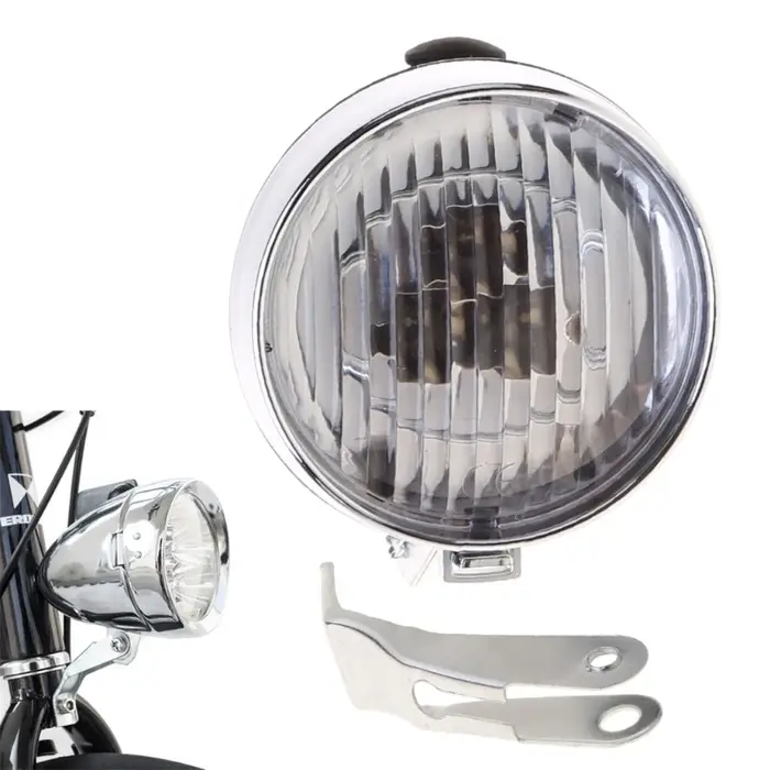 Feu avant de bicyclette classique rétro, 24BD, Super lumineux, LED, métal chromé, pour cycles