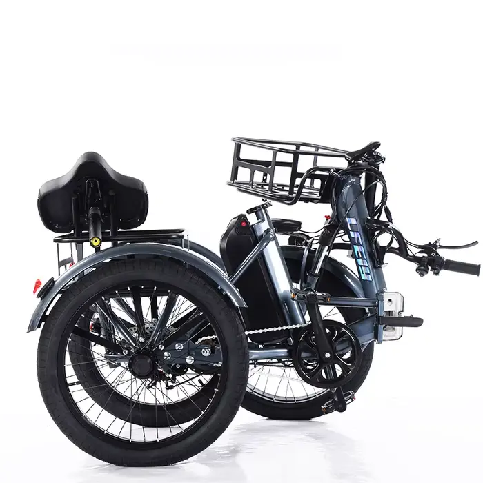 Tricycle électrique adulte Mini voiture véhicule cargo pliable 48V 350W 3 roues vélo