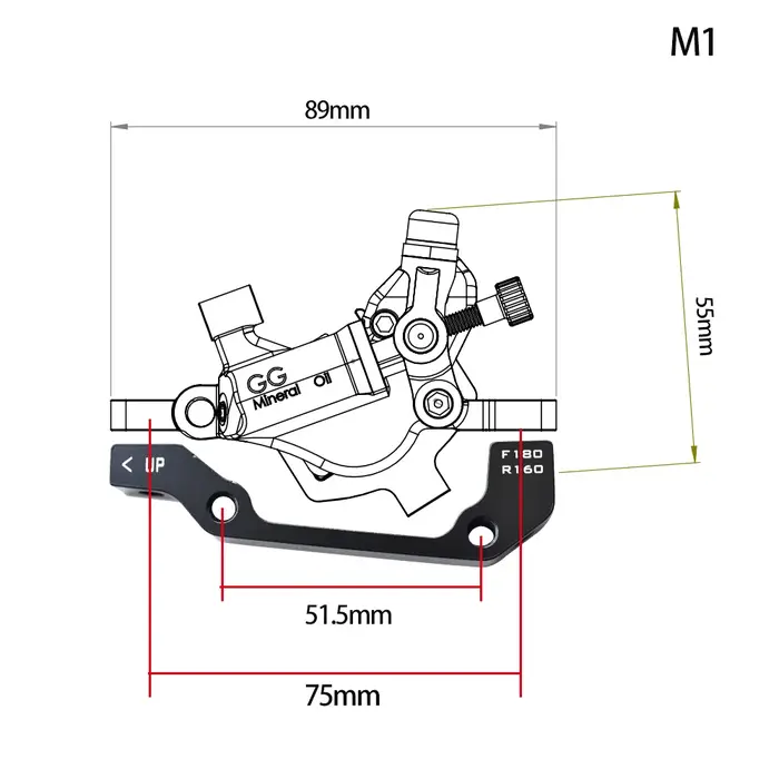 Juin Tech M1 vtt XC vélo E-BIKE hybride hydraulique VTT frein à disque double piston avec rotor 160mm E