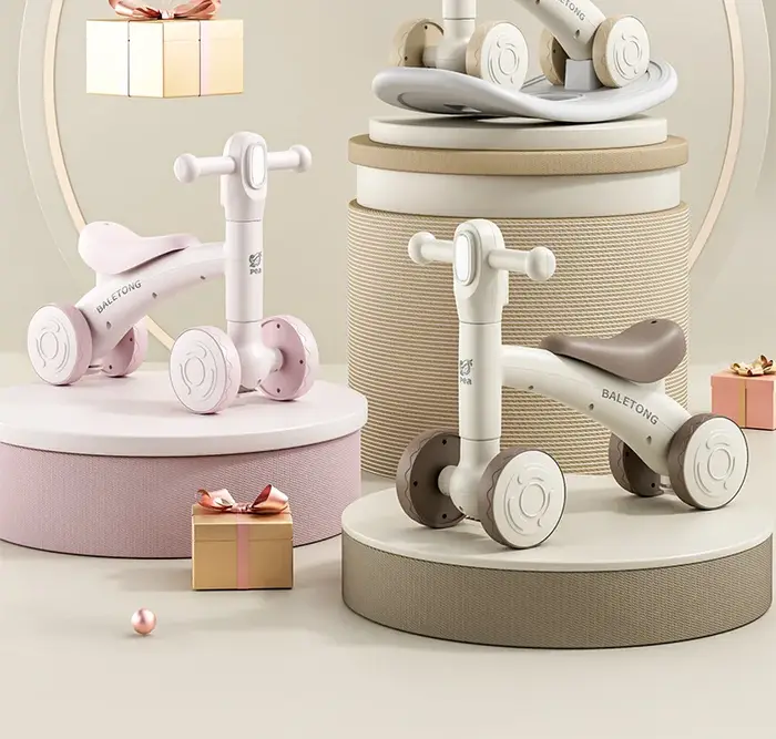 Vélo d'équilibre pour enfants de 1 à 3 ans, vélo à roulettes 2-en-1 pour bébé, apprentissage de la marche, vélo à quatre roues pour bébé