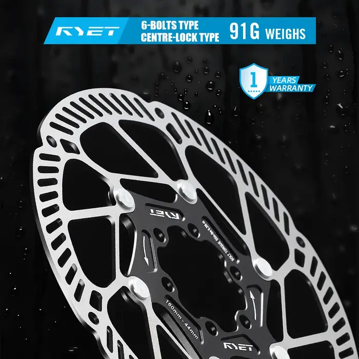 RYET Rotor de disque de vélo flottant ultraléger 140mm 160mm - 6 boulons et verrouillage central en acier inoxydable