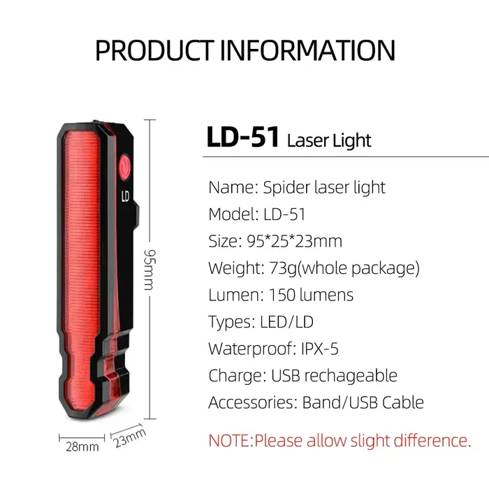 Feu Laser pliant pour vélo