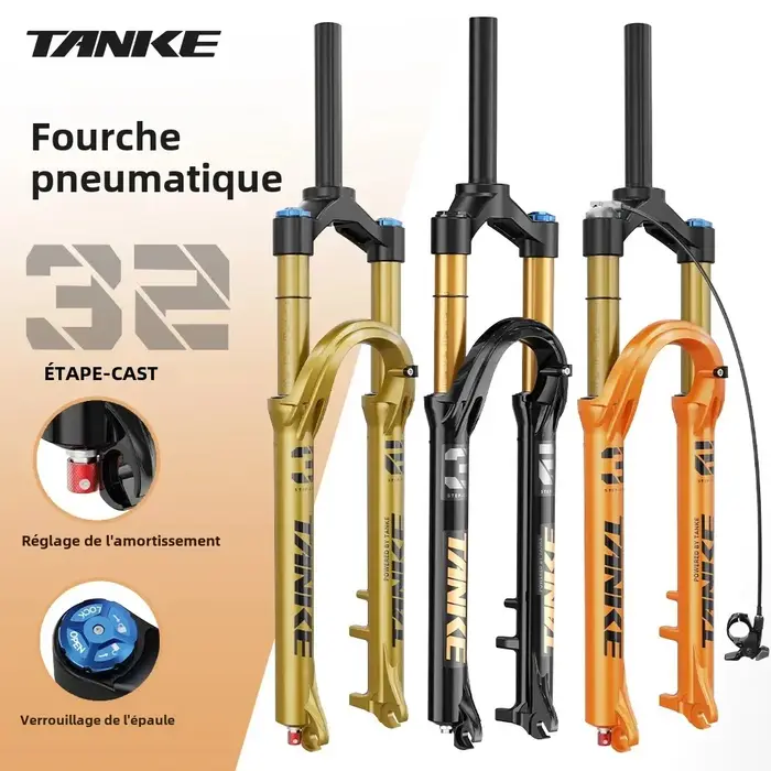 Fourche de vélo à suspension pneumatique réglable