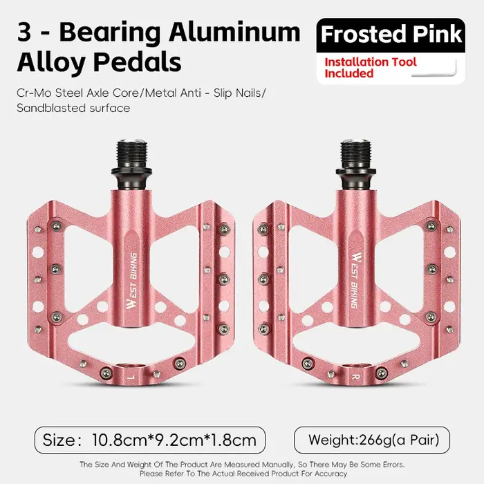 WEST BIKING pédales de vélo brillamment colorées 3 roulements pédales de vélo en alliage d'aluminium