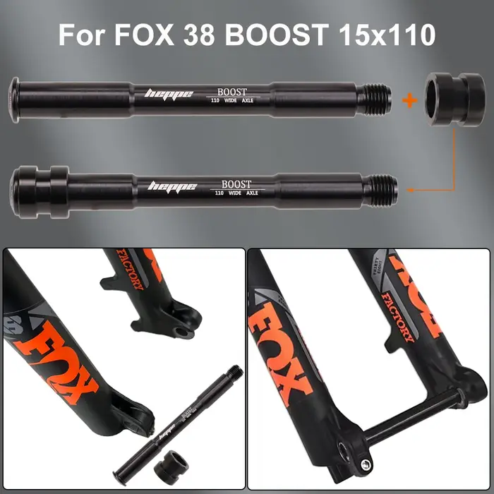 HEPPE vélo 15x100/110 20x110 axe traversant vtt fourche avant à travers l'essieu pour FOX 32/34/36/38/40 fourche avant vélo axe de moyeu de roue avant