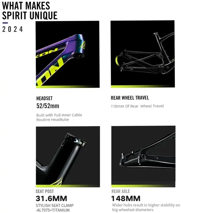 2025 Lexon Spirit 29er carbone XC cadre vtt 148mm Boost T800/T1000 110mm voyage 38T 2.4 "pneu 2400g Suspension