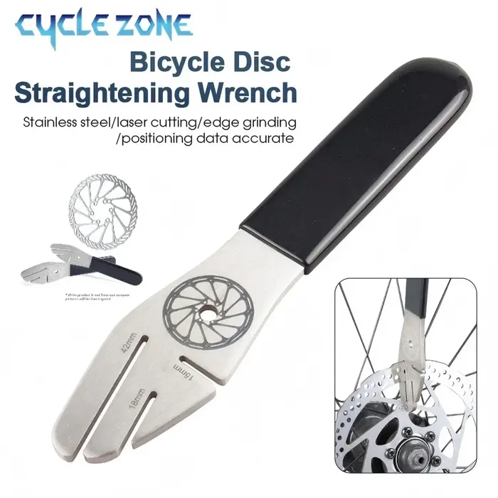 Outil de réglage et alignement du rotor de frein à disque en acier inoxydable pour vélo de route et VTT avec poignée ergonomique en caoutchouc