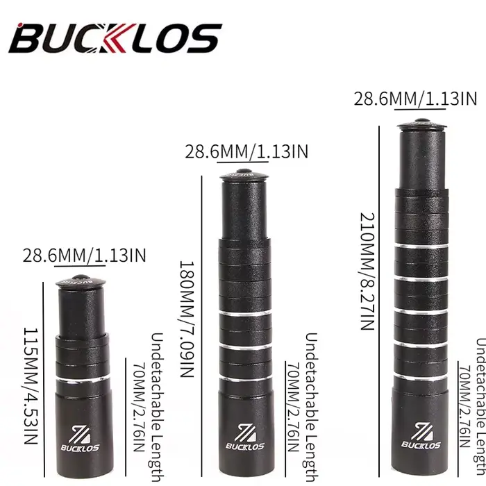BUCKLOS tige de fourche de vélo montée jusqu'à 115mm 180mm 210mm tige de vélo extension de hauteur r