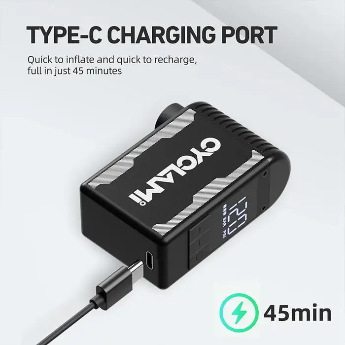 Pompe à vélo électrique portable en alliage CYCLAMI A2S 120 PSI 500 mAh