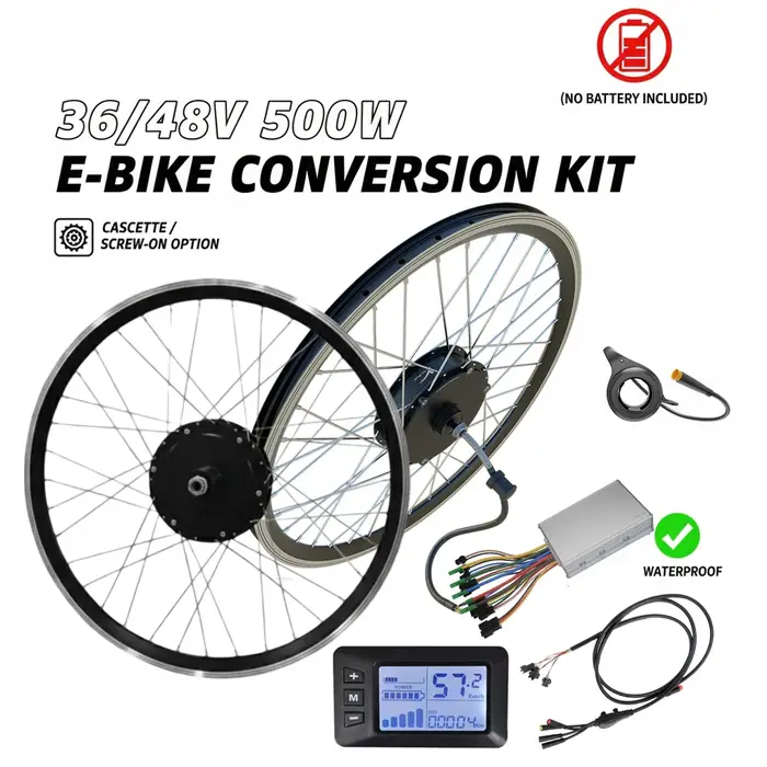 Kit de Conversion de vélo électrique 250-500W, avec contrôleur, affichage de l'accélérateur, fil pri