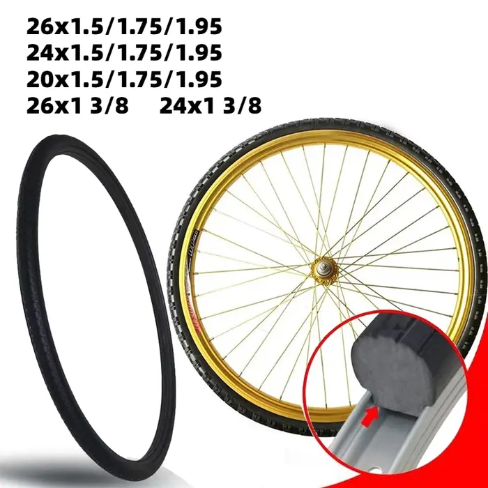 Pneu solide de vélo 20/22/24/26 pouces x1.50/1.95/1 3/8 26 pouces, pneu extérieur de vélo Durable An