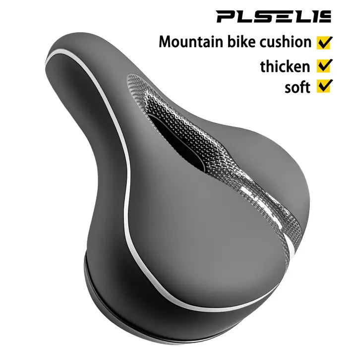 Selle de vélo de route plselis noire rembourrée en éponge respirante avec coussin amortisseur et design creux pour cycliste unisexe confort durable