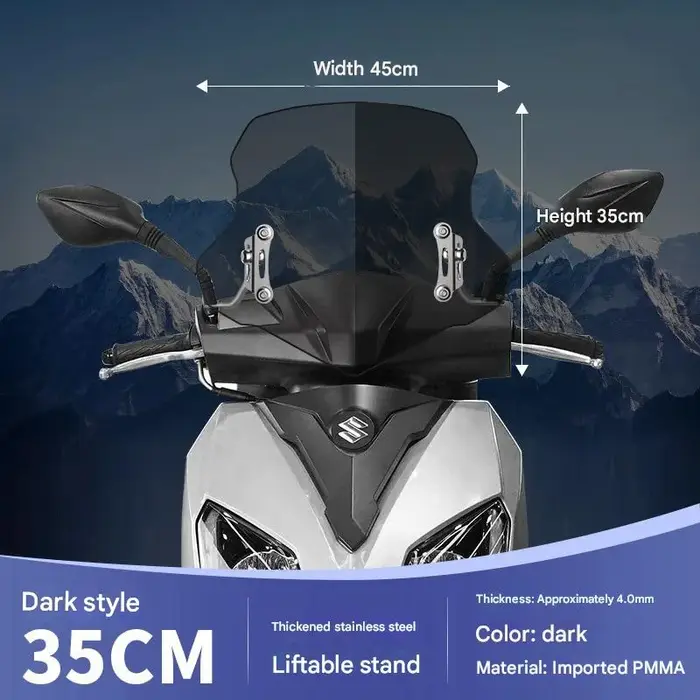 Pare-brise universel amélioré pour scooter, verre trempé anti-éclats, kit de support réglable en aci